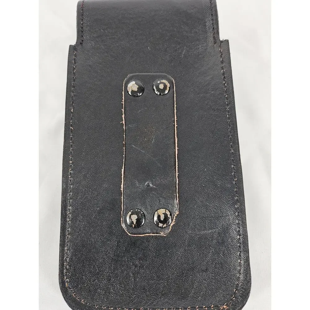 VINTAGE-STYLE UNIQUE BLACK LEATHER CELL PHONE CASE W/ ROOSTER MEDALLION 7